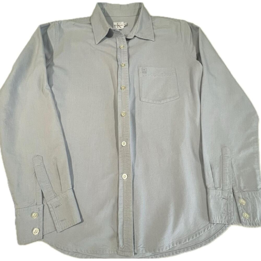 Calvin klein medium logo button up shirt size medium